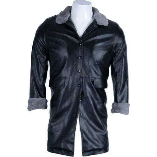 ChangNiu Vintage Mens Leather Jackets Long Full Sleeve Faux Fur Inside Autumn Winter Warm PU Leather Jackets Casual Outwear