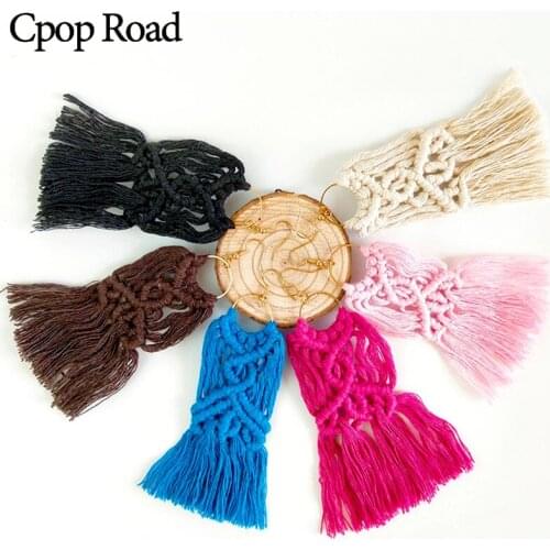 Cpop Trendy Boho Handmade Macrame Earrings Ethnic Long Elegant Tassel Earrings Fashion Jewelry Hot Bridesmaid Gifts Accessories