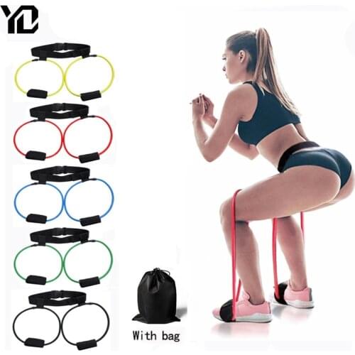New Yoga Fitness Equipment For Home Gym Elastic Resistance Bands Booty Butt Training Bands Waist Belt Pedal Exerciser Workout
