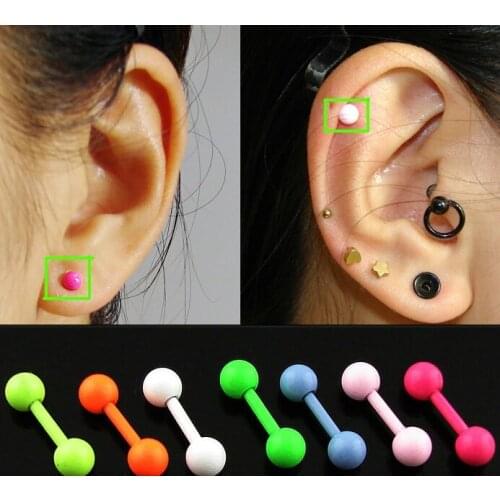 2pcs 1.2x6x3 Free Ship Fashion Neon Color tragus Ear Nail fluorescence Earring Piercing Stainless Steel Body Jewelry tragus ring