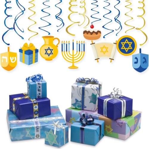 Hanukkah Theme Party Favors Decorations Sets with Balloon Disposable Tableware Chanukah Party Supplies