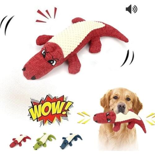 Dog Toys Plush Crocodile Chew Squeaky Toy for Dog Chew Bite Cleaning Teeth Puppy Sound Interactive Toys Pet Supplies Accessories