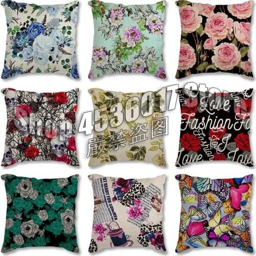 Cotton Linen Cushion Cover Flowers Oil Painting Pillow Cover Throw Pillows For Living Room Decoration 45*45cm sofa Pillowcover