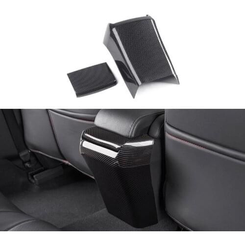 Carbon Fiber Car Rear Armrest Box Anti-Kick Plate Armrest Panel Trim Cover for Honda Civic 10Th 2016-2019 Armrest Box Anti-Kick
