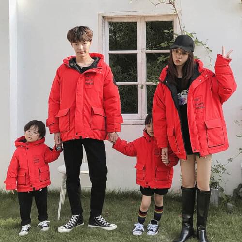 2020 parent-child winter work clothes padded jacket thickened padded jacket for a family of three or four to keep warm winter cl