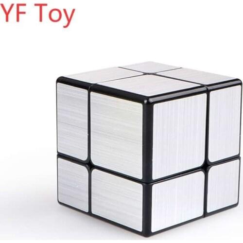 Qiyi Cubes 2x2x2 Mirror Surface Magic Cubes Sliver Black Puzzle Twist Toy 2x2 Ultra-Smooth Brain Teaser Safe ABS Professional