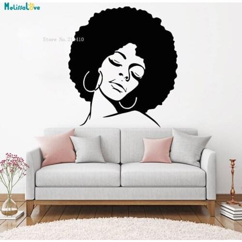 70s Explosive Hair Type Woman Wall Sticker Barber Shop Decoration Beauty Salon for Girls Art Decals Removable Posters YT1140