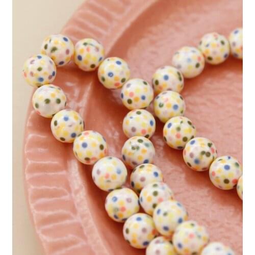 Gentle Color Miscellaneous Printing Dot Resin Beads Japanese Retro Earrings DIY Production Ornament Accessories