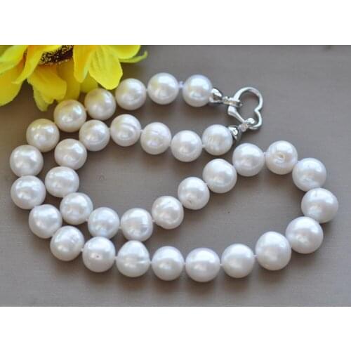 MCT·STAR Z10505 17"-24" 14mm White Round Freshwater Pearl Necklace