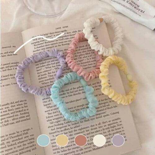 Pastel hair bands Thin Pastel Hair Scrunchies Cute Accessories For Curly Hair Candy Color Hair Elastics For Girls