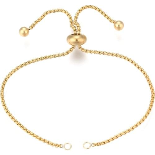 10pcs Adjustable 304 Stainless Steel Slider Chain for Bracelet Making DIY Jewelry Crafts Supplies Golden Silver Color 9 inch