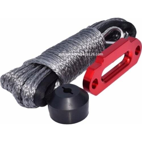 6mm*15m Grey Winch Line add Hawse Fairlead add Winch Hook Stopper,Synthetic Rope,Spectra Winch Cable