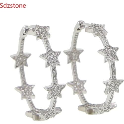 NEW XMAS Europe Fashion Various Stars Opening 33mm Hoop Earrings Women Hyperbole Big Earrings Bijoux Brincos Jewelry Gift