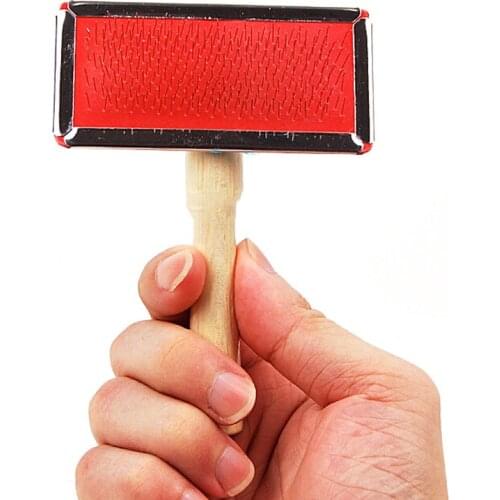 Dog Needle Comb Puppy Cat Hair Grooming Slicker Comb Gilling Brush Quick Clean Tool Cat Combs With Wooden Handle 9*4.5cm