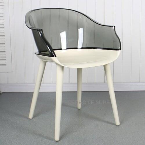 Modern Design Transparent Clear back luxury Dining Arm Side Chair, fashion loft popular nice office leisure computer Chair 1PC