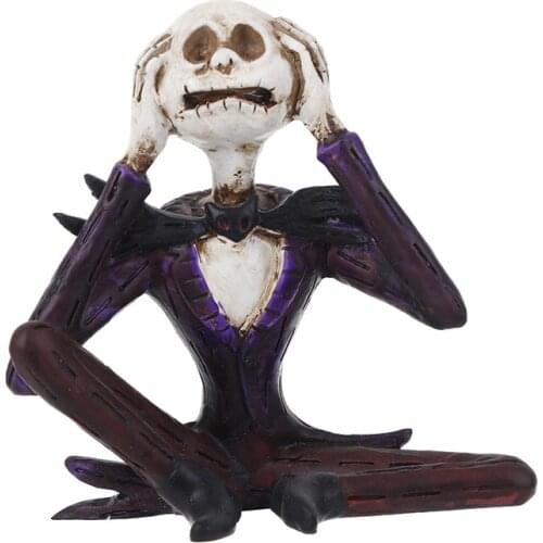 HeyMamba Resin Gentleman Skull Statue Skull Head Resin Figurine Dia de los muertos Orange Sugar Flower Skull Halloween Sculptur