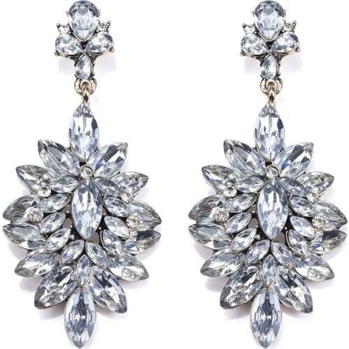 Crystal Wedding Long Drop Earrings for Women Luxury Silver Color Korean Bridal Dangle Earring 2019 Fashion Statement Jewelry