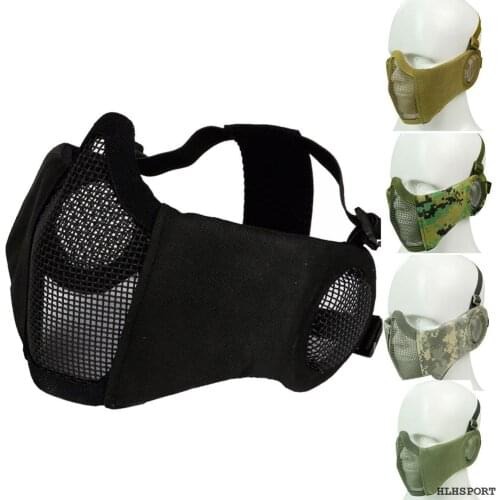 Tactical Airsoft Mask Steel Mesh Mask Ear Protection Impact Resistance 800FPS