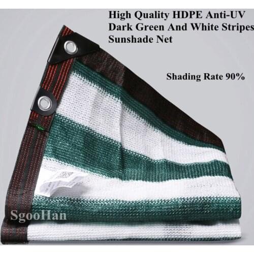 Dark Green-White Anti-UV HDPE Sunshade Net Garden Plant Shelter Greenhouse Cover Shading Net Swimming Pool Sun Shade Net Awning