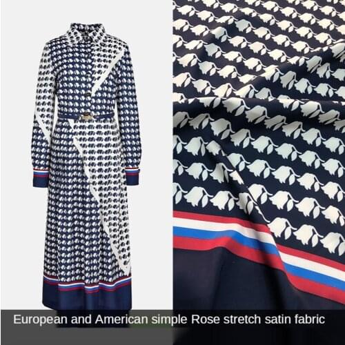 Spring / Summer 2021 New European and American Brand Simple Rose Women 's Clothing Advanced Custom DIY Printed Fabric