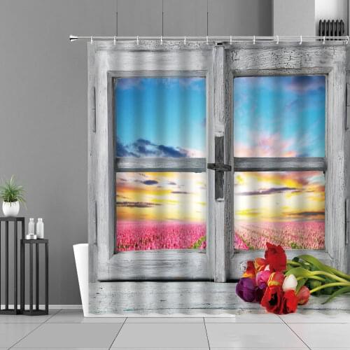 Old Vintage Wooden Door Shower Curtain Retro European Gate Rivet Wood Pattern Home Bathroom Decor Waterproof Curtains With Hook