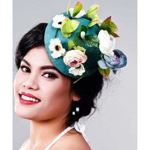 Women Fancy Feather Green Fascinator Headwear Wedding Hats and Fascinators White Net Hair Accessories for Bridal Woman MD16030