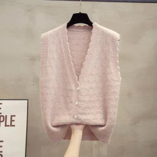 V-neck knitted cardigan waistcoat womens 2021 spring and autumn new top wear vest, hollow out sweater, shawl fashion