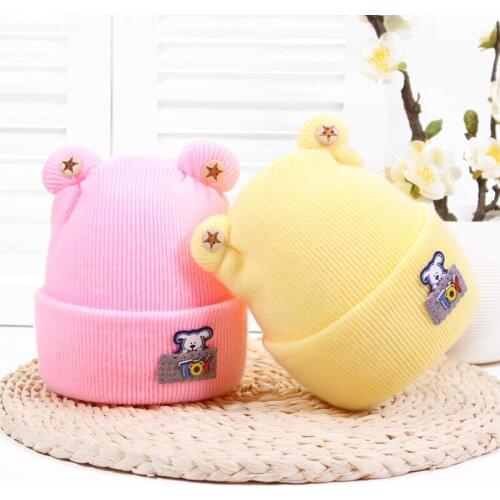 Knitted Cute Bear Kids Beanie Infant Newborn Baby Boy Girl Hat Warm Autumn Winter Hat For Children Toddler Bonnet Cap балаклава