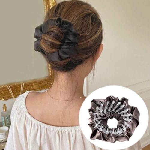 Haimeikang New Birds Nest Hair Claw Women Ponytail Holder Hair Bun Buckle Clip Solid Color Satin Hair Accessories Headwear