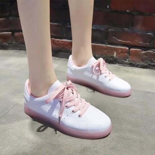 2019 Summer White Sneakers Shoes Woman Causal PU Shoes Platform zapatillas mujer Height Increasing Ladies Breathable Round Toe