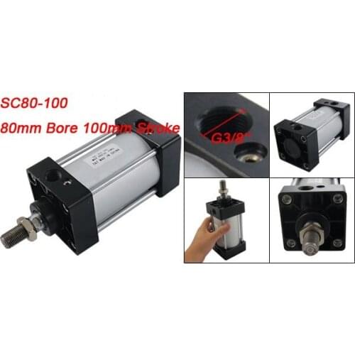 1.0Mpa Adjustable Buffer Single Rod Standard Cylinder 80mm Bore 100mm Stroke SC80*100