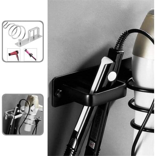 1 Set Practical Rustproof Wall-Mounted Bathroom Shelves Curling Wands Bracket Aluminum Alloy Wall-Mounted