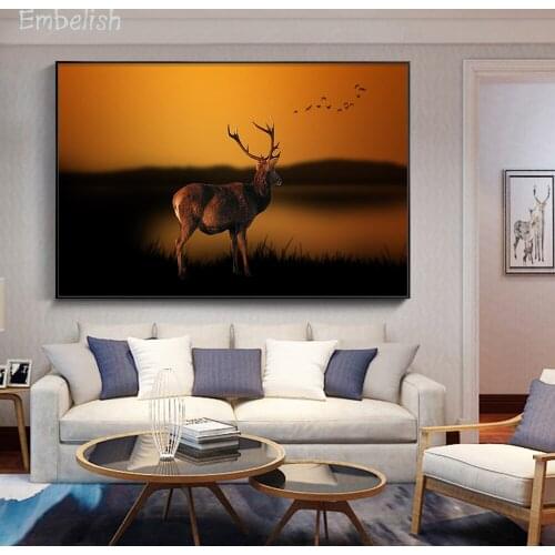 1 Pieces Quality HD Print On Canvas Landscape Paintings For Living Room Sunset Animals Deer Home Decor Pictures Wall Art Posters