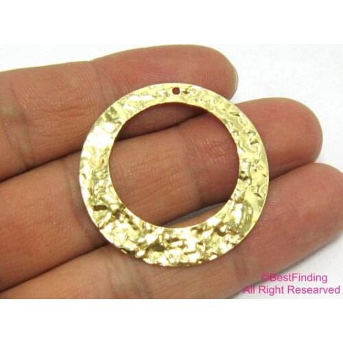 10pcs Brass pendant 35mm hammered Raw brass circle round earrings findings charms R463