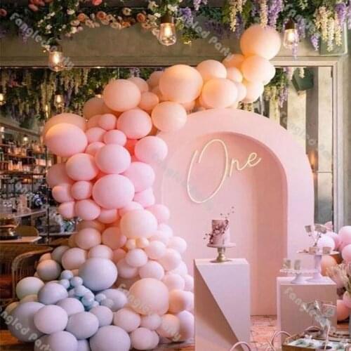 135pcs Doubled Cream Peach Macaron Blue Pink Balloons Garland Baby Shower Decoration Gender Reveal Birthday Party Supplies