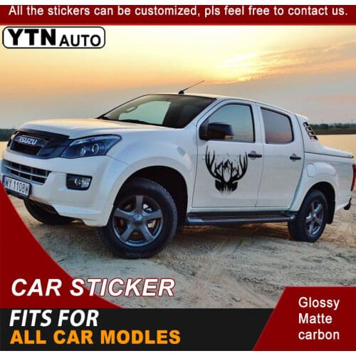 2 Pieces Side Body Car Decals Mountain and Antlers Graphic Vinyl Fit For All Car Modles Car Stickers Customized For PICKUP SUV