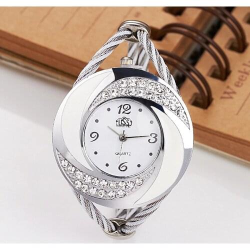 2020 CUSSI Luxury Brand CUSSI Rhinestone large wrist watch women Fashion Vintage styling female designer ribbon band Dress time