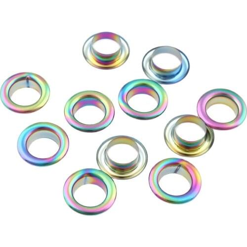 50sets Hot sale Rainbow Metal Eyelets Grommets Hole 10mm for Leather Craft Cap DIY Handmade Scrapbooking Accessories Decoration