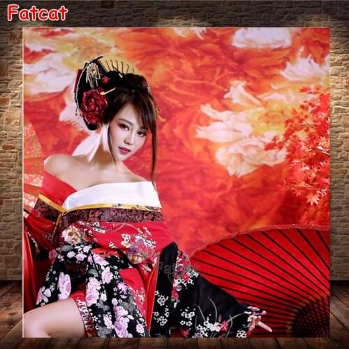 5D Diy diamond painting Japanese geisha woman cross stitch Diy diamond embroidery rhinestone painting wall sticker decor PP2042