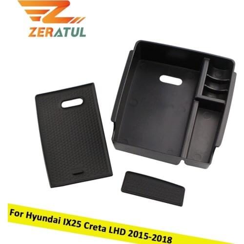 Zeratul Car Styling for Hyundai IX25 Creta LHD 2015 2016 2017 2018 ABS Central Armrest Console Tray Storage Box Accessories
