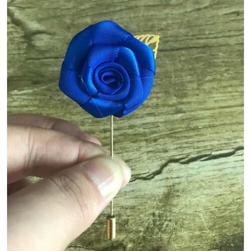 Royal Best Man Groom Boutonniere Gold Leaf Pin Silk White Rose Flower buttonhole Wedding Party Prom Man Suit Corsage Pin Brooch