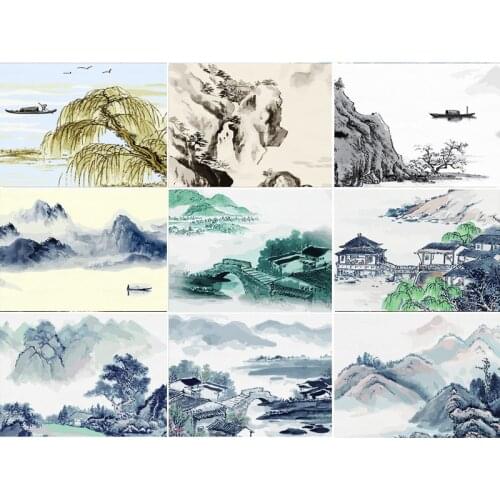 DIY 50x40cm Paint By Numbers For Chinese ink painting Home Decoration Oil Painting By Numbers Full Set For Adults