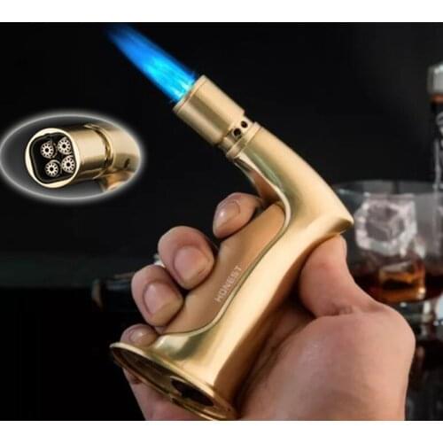 4 Nozzles Fire Pipe Gas Lighter Turbo Jet Torch Lighter Cigar Lighter Free Windproof Spray Gun For Outdoor Kitchen BBQ 1300 C