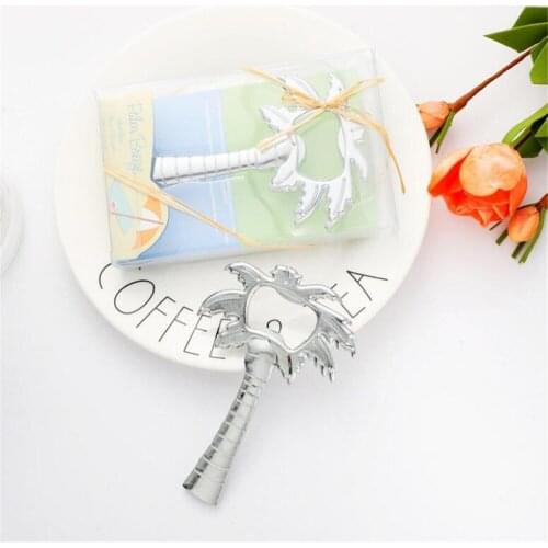 Hot Selling "Palm Breeze" Chrome Palm Tree Bottle Opener Wedding Bridal Shower Favor Gift For Guests Party Decoration 100Pcs/Lot