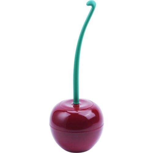 Creative Lovely Cherry Shape Lavatory Brush Toilet Brush Holder Set Red