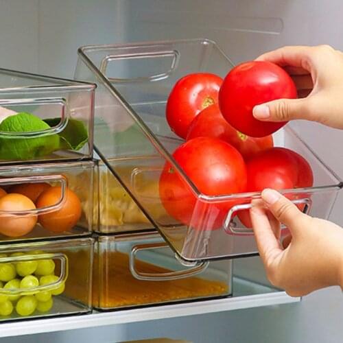 Kitchen Refrigerator Organizer Plastic Basket Container Drawner Adjustable Storage Box Retractable Drawer Slide Fridge Rack