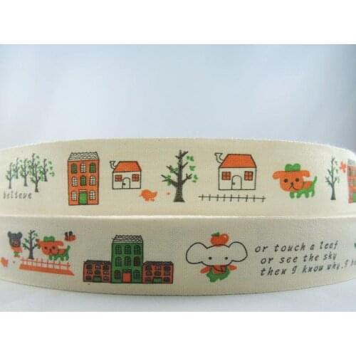 6/8" 20mm Cotton Ribbon House Tree Cartoon Printed Ribbon Set DIY Zakka Handmade Tapes Packing Sewing Accessories Ruban X18
