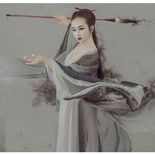 Mo Ink Painting Vintag Swordlady costume Hanfu for Women Exhibition New Design Thematic Photography Hanfu Cosplay Costume Female