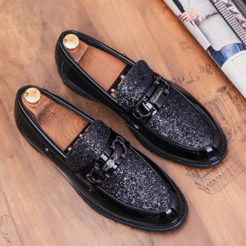 2021 fashion brand mens shoes spring and autumn new sequins mens business casual shoes with metal accessories outdoor loafers