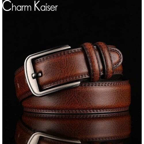 Belt male tide restoring ancient ways young cowhide pin buckle belts contracted leisure American leather belts for men